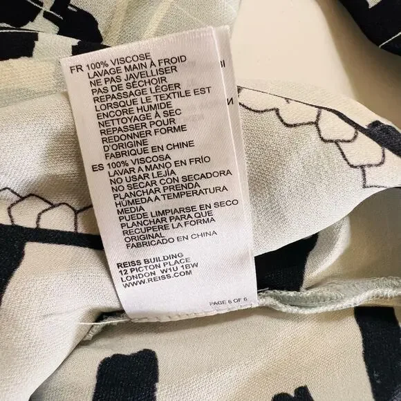 Reiss Sienna Snake Print Long Sleeve Top Size 4 Cream Multi - Picture 7 of 11